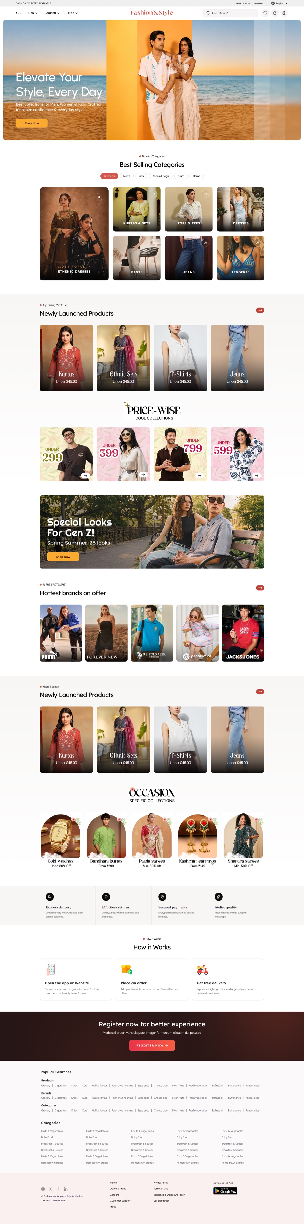 Fashion ecommerce homepage