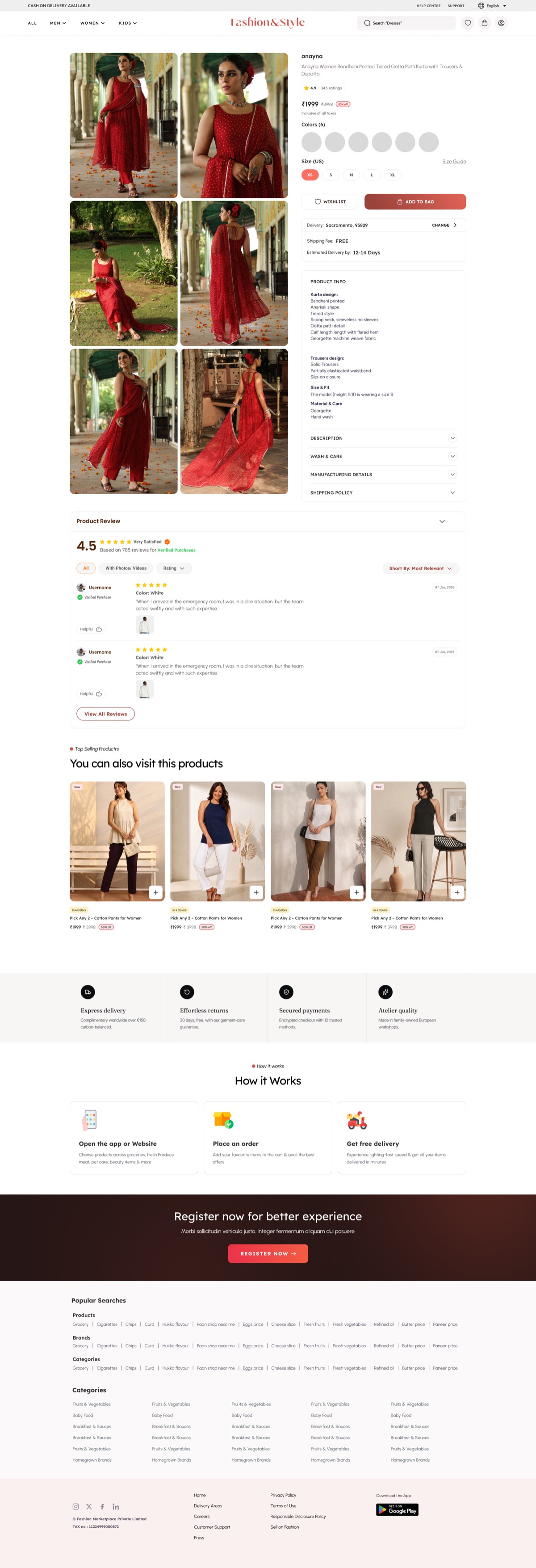 Fashion web platform — Product Details