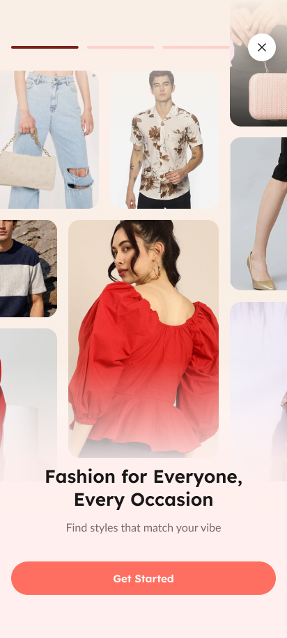Fashion app screen — onboard screen