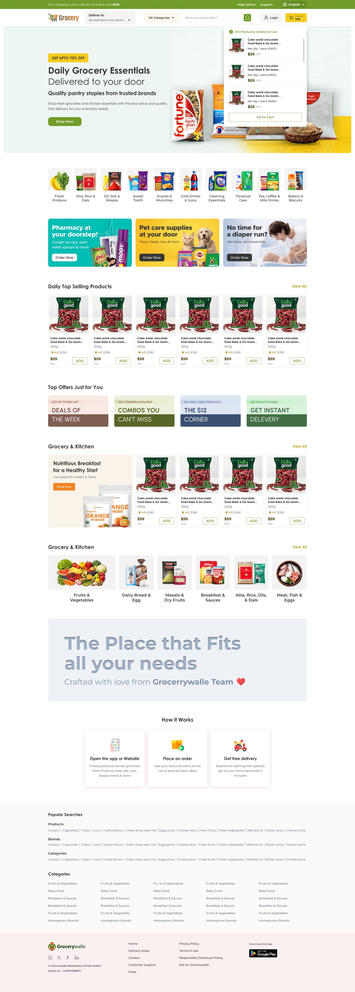 Grocery ecommerce landing page