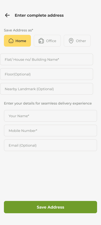 Grocery app screen — location details