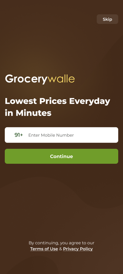 Grocery app screen — login screen